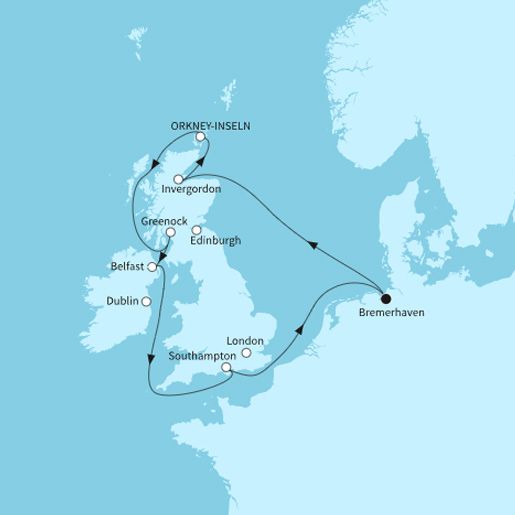 10 Nächte Großbritannien mit Orkney-Inseln<br>Erste Lesereise auf der Mein Schiff 3