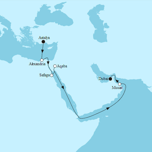 15 Nächte Östliches Mittelmeer bis Dubai