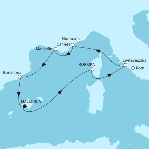 9 Nächte Westliches Mittelmeer mit Marseille<br>Angebot der Woche bis 26.02.2024!